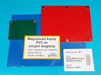 Magnetická kapsa se silnými magnety PVC 80x120mm barva červená